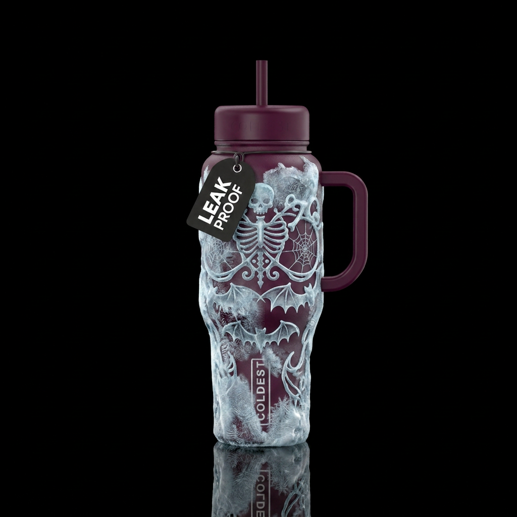 Frozen Halloween water bottle design