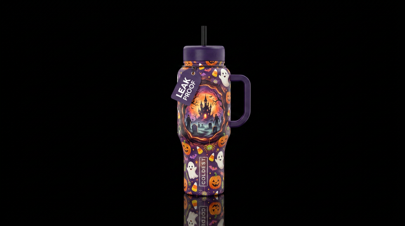 Halloween Portal 2 water bottle design