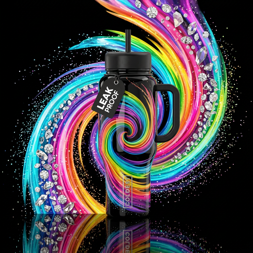 Rainbow Swirl 2 water bottle design