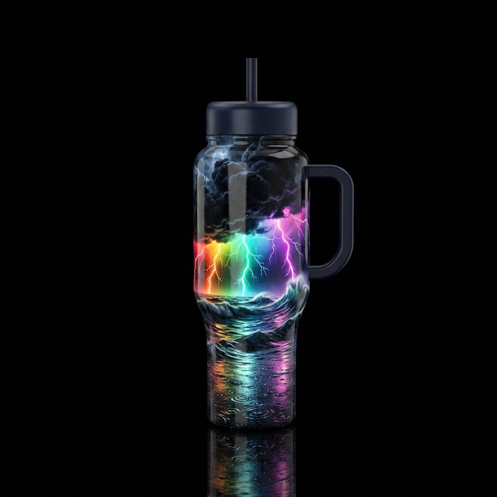 Lightning Ocean water bottle design