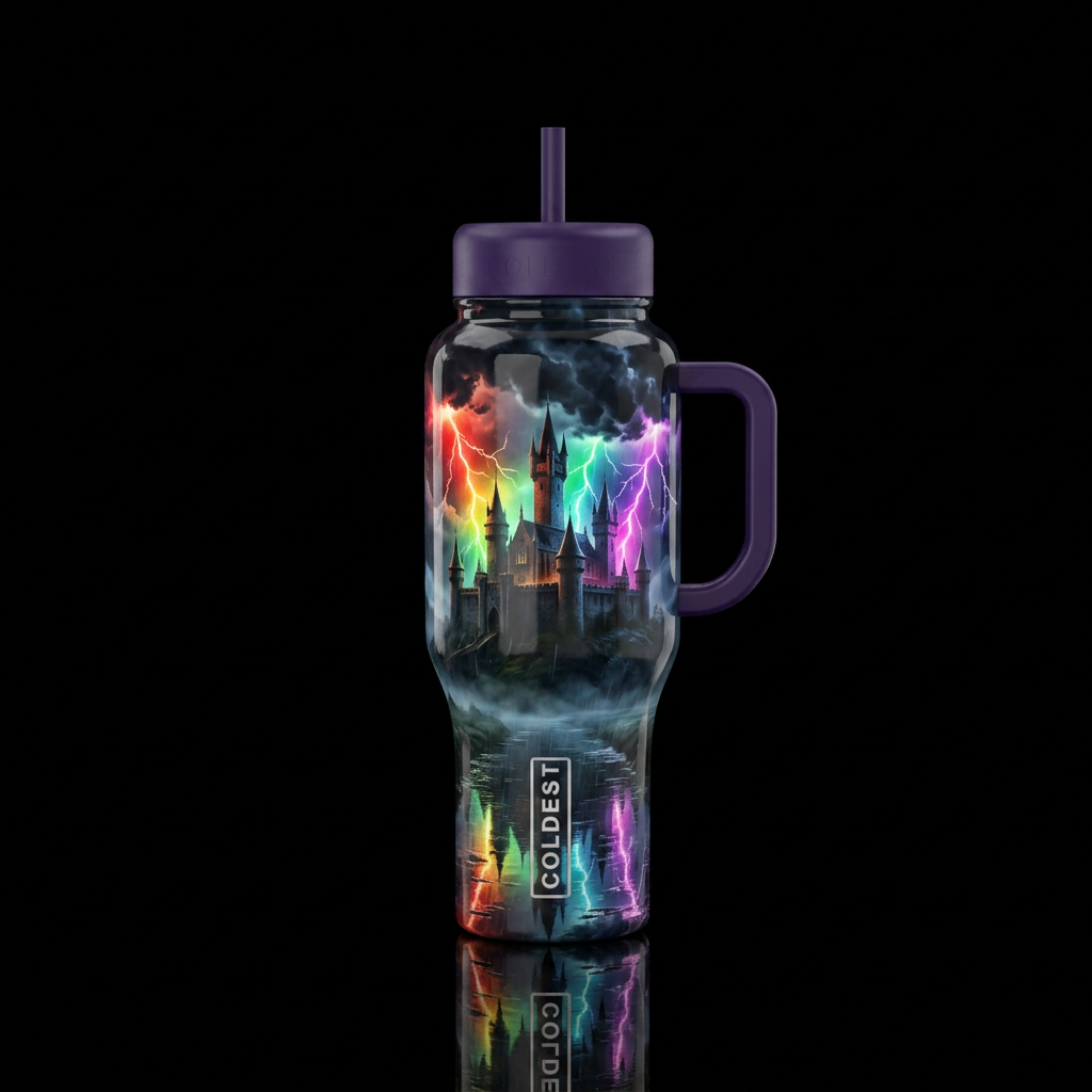 Night Castle water bottle design