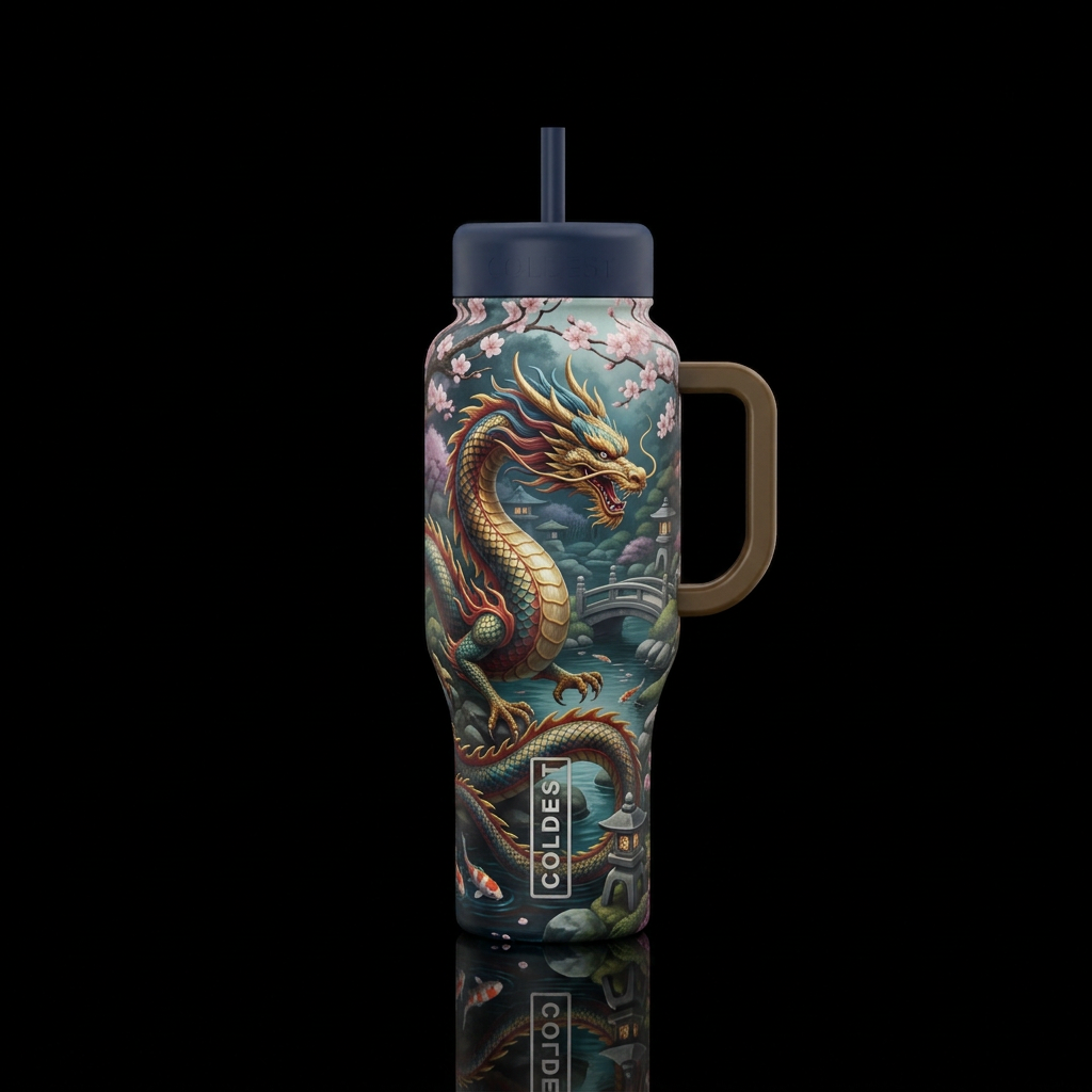 Not medieval dragons—make it beautiful and mysteri... water bottle design