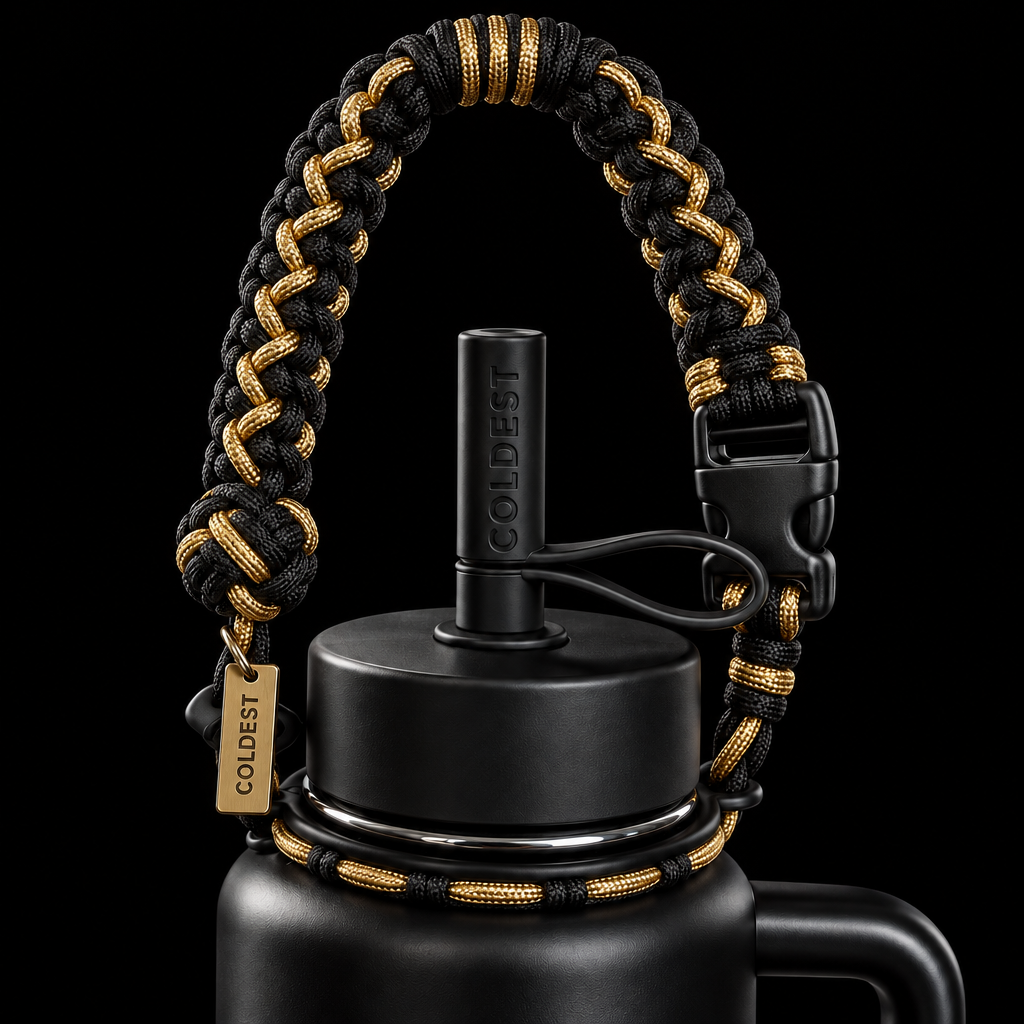 Blackout Gold water bottle design