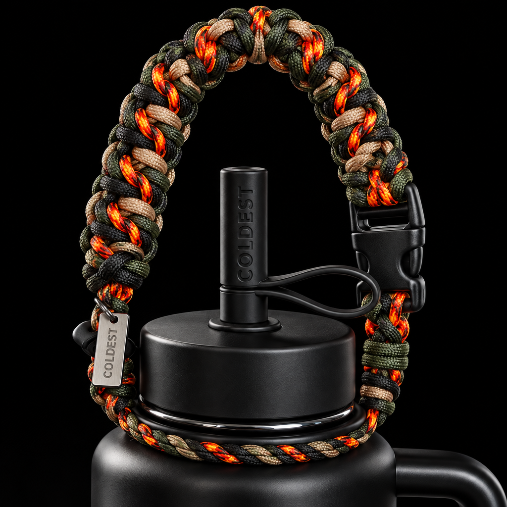 Camo flame water bottle design