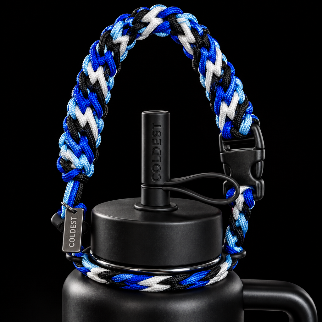 Lightning blue water bottle design