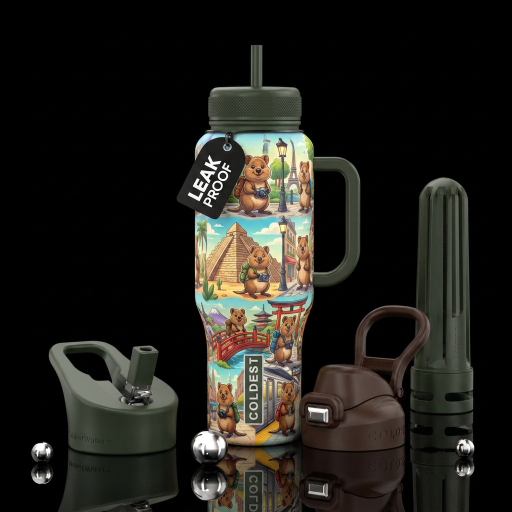 Quokka World Explorer water bottle design