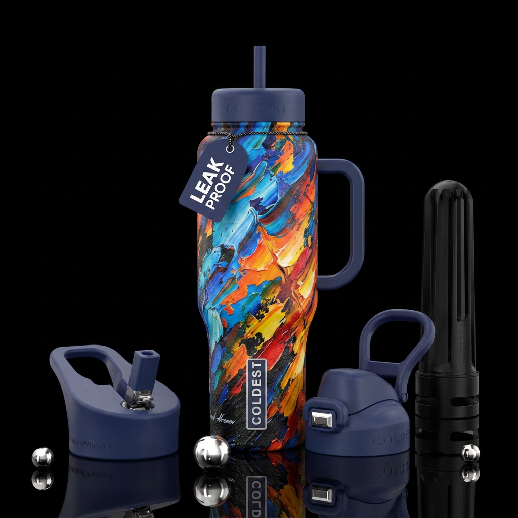 Painting called Obsidian drift by Leonid Afremov w... water bottle design