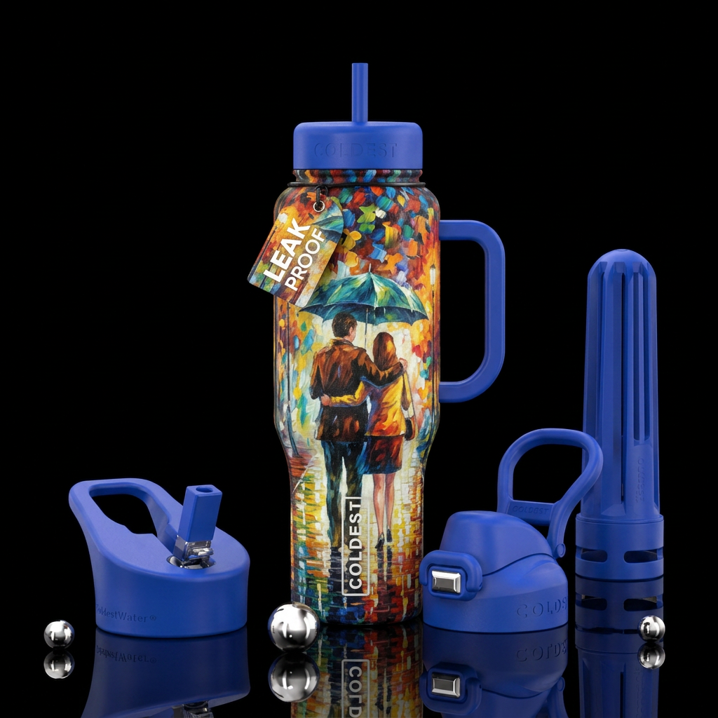 Leonid Efremov’s “Couple under one umbrella” paint... water bottle design
