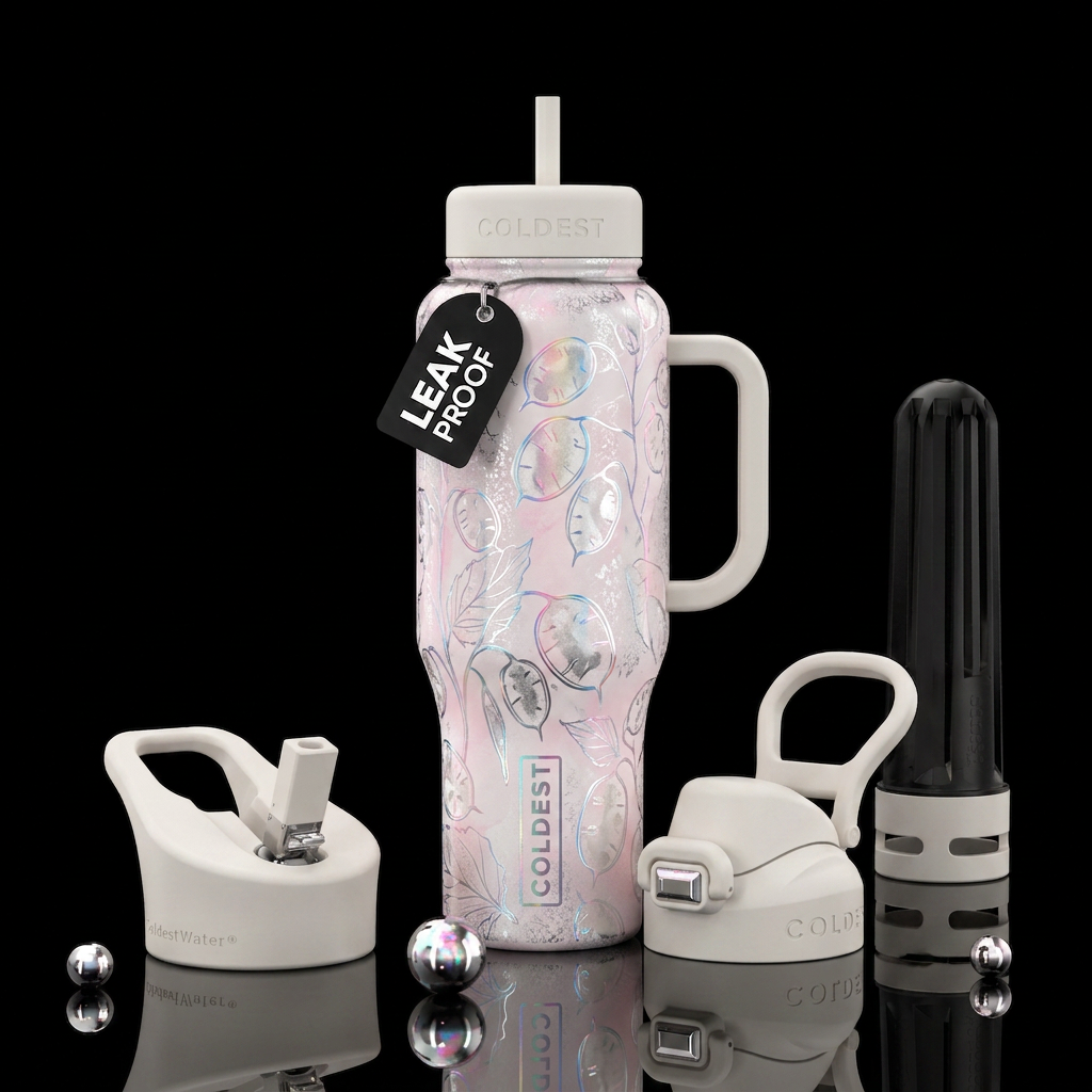 Honesty plant silver dollar seeds outlined iridesc... water bottle design