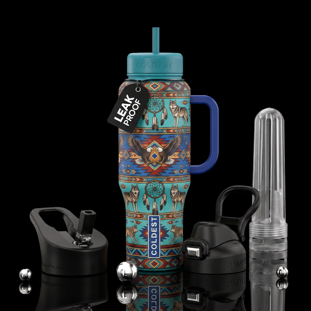 Native American colors and patterns, design includ... water bottle design