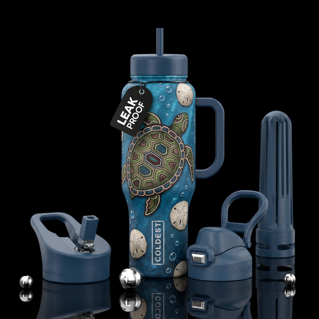 Simplistic Native American type large turtle cover... water bottle design