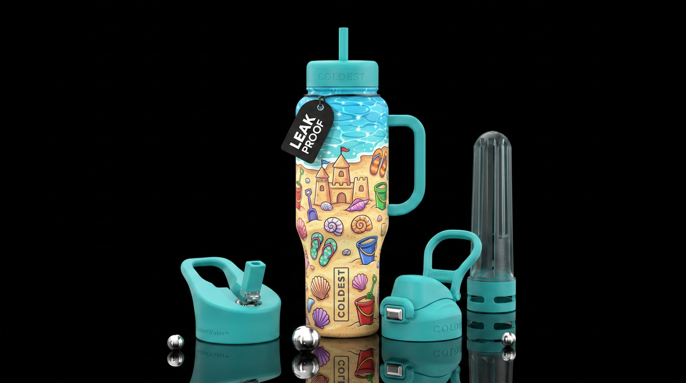 Going to the beach water bottle design