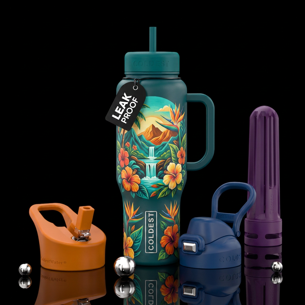 Peaceful Jungle water bottle design