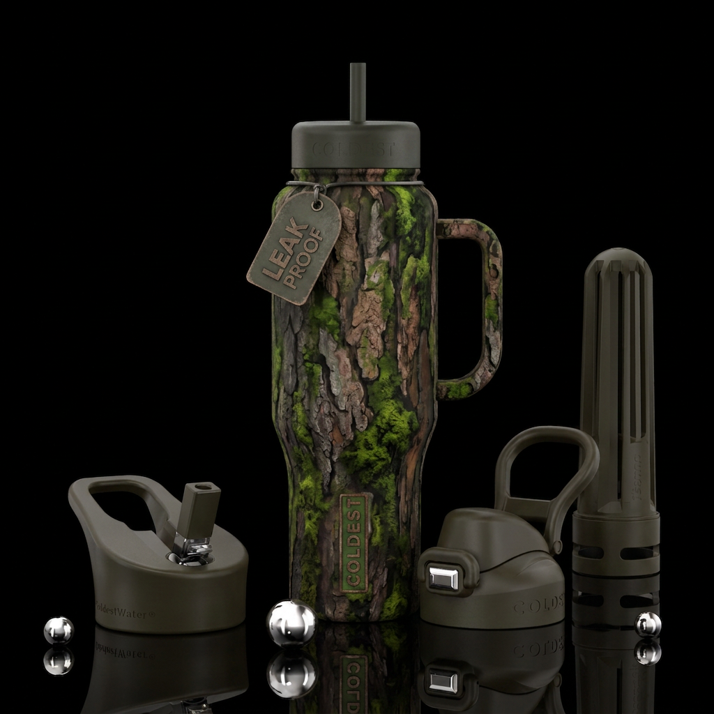 Mossy tree water bottle design