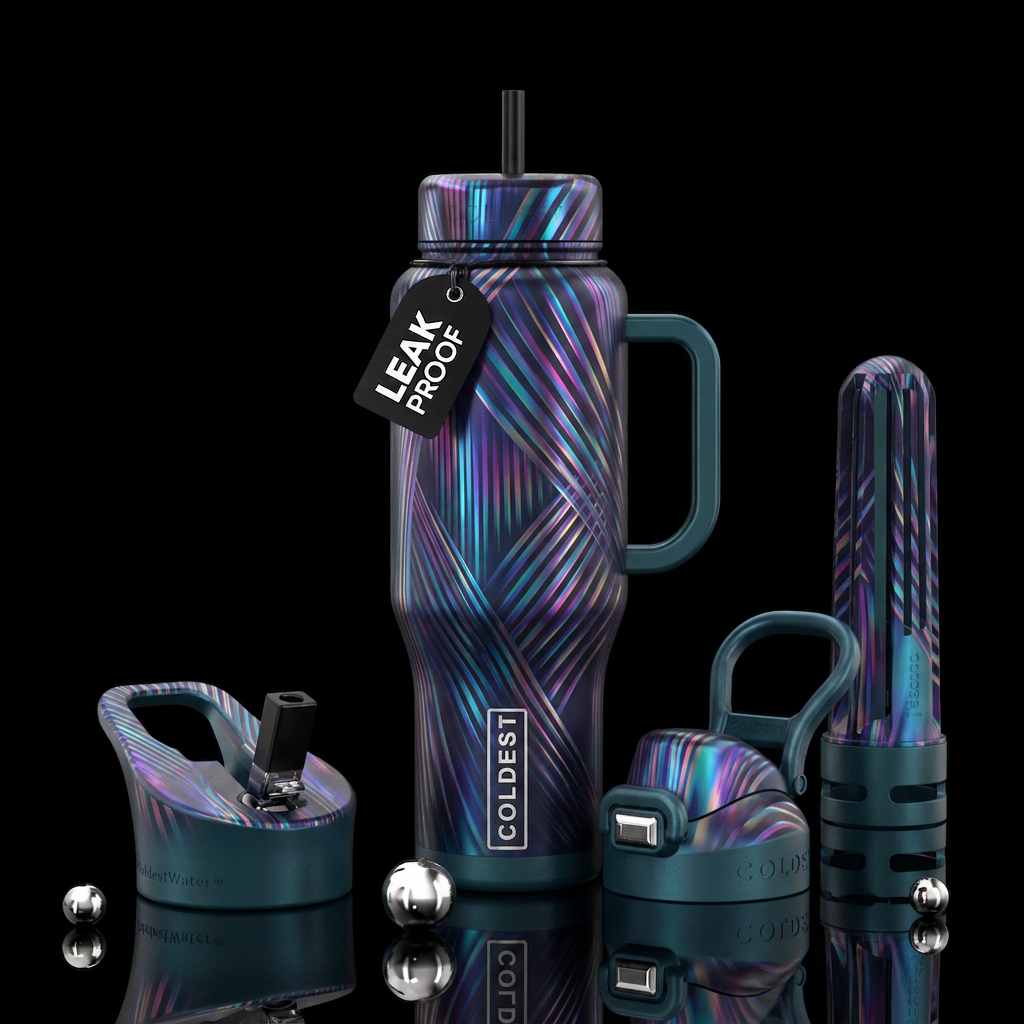 The perfect abstract simplistic design with irides... water bottle design