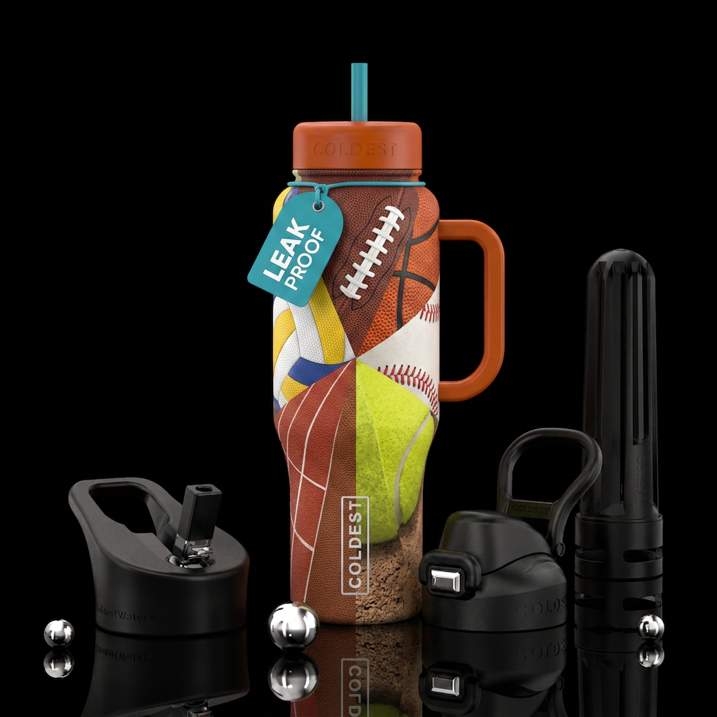 Onside looks like volleyball, one side looks like ... water bottle design