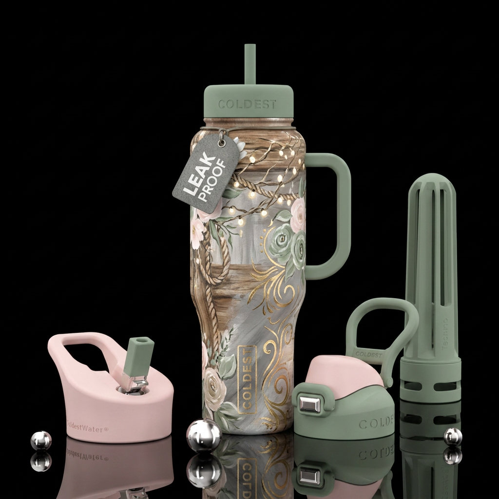 Farm style chic design using rope, wood planks, tw... water bottle design