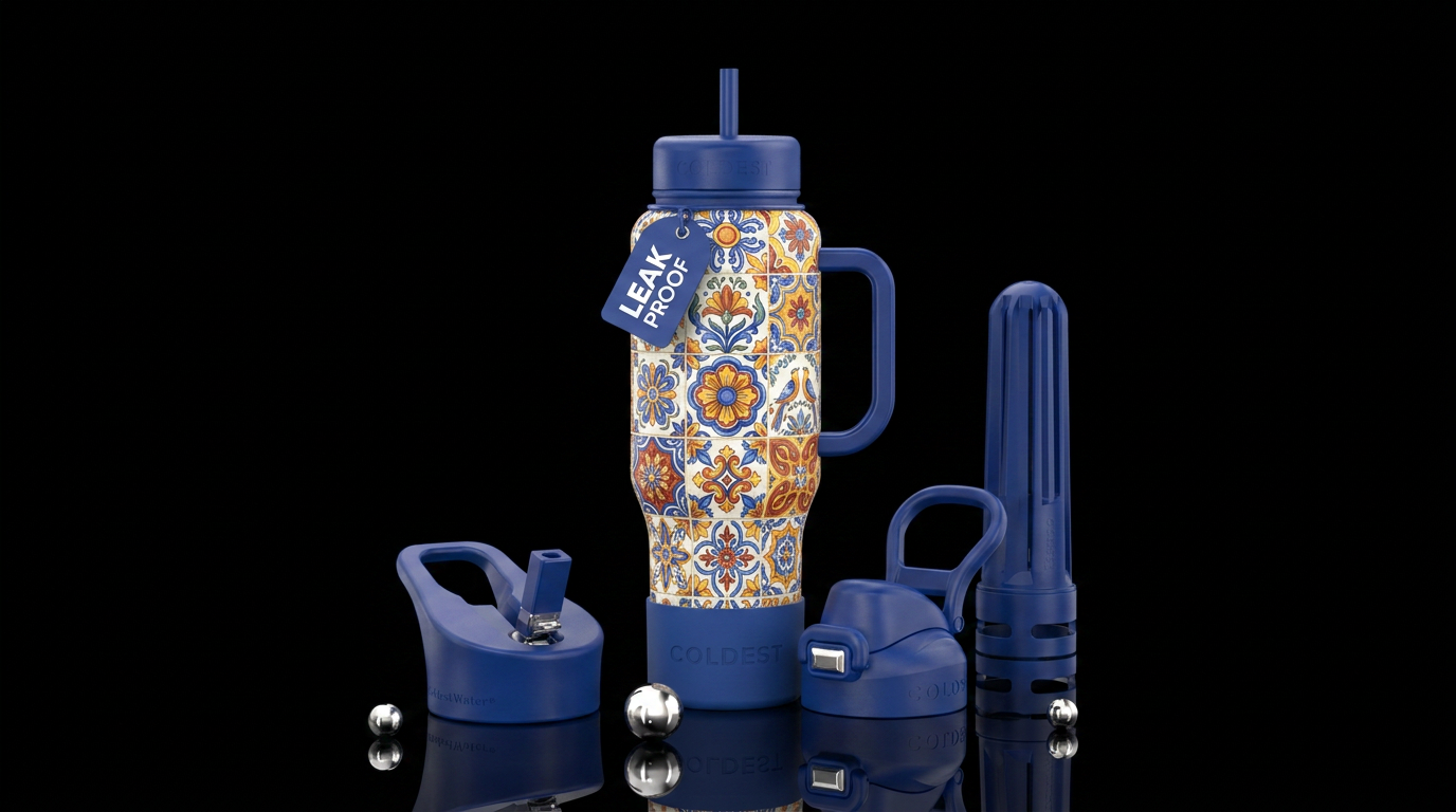 Portuguese art pattern repeating horizontally and ... water bottle design