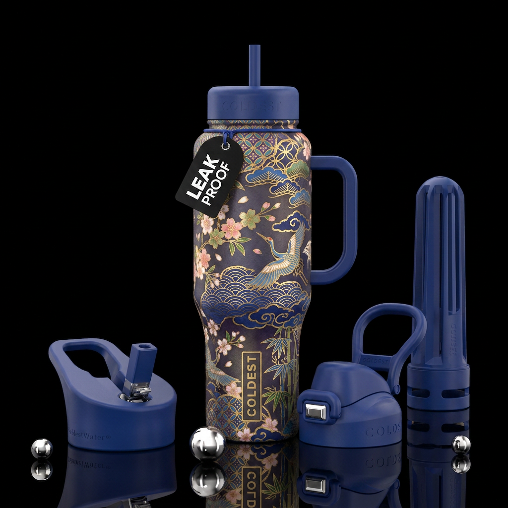 Japanese fine china art design all over bottle, ho... water bottle design