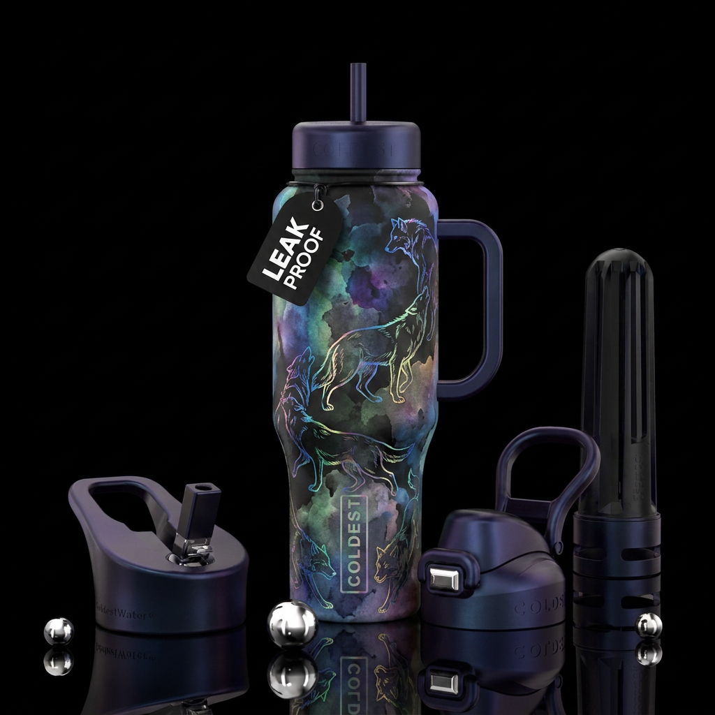 Moody colored Paint watercolor, moody colors. Irid... water bottle design