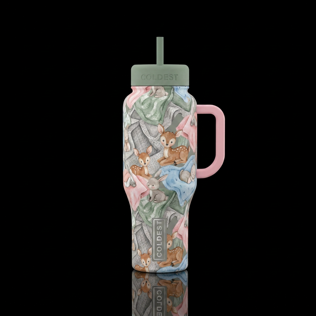 Colorful playful newborn themed bottle with baby b... water bottle design