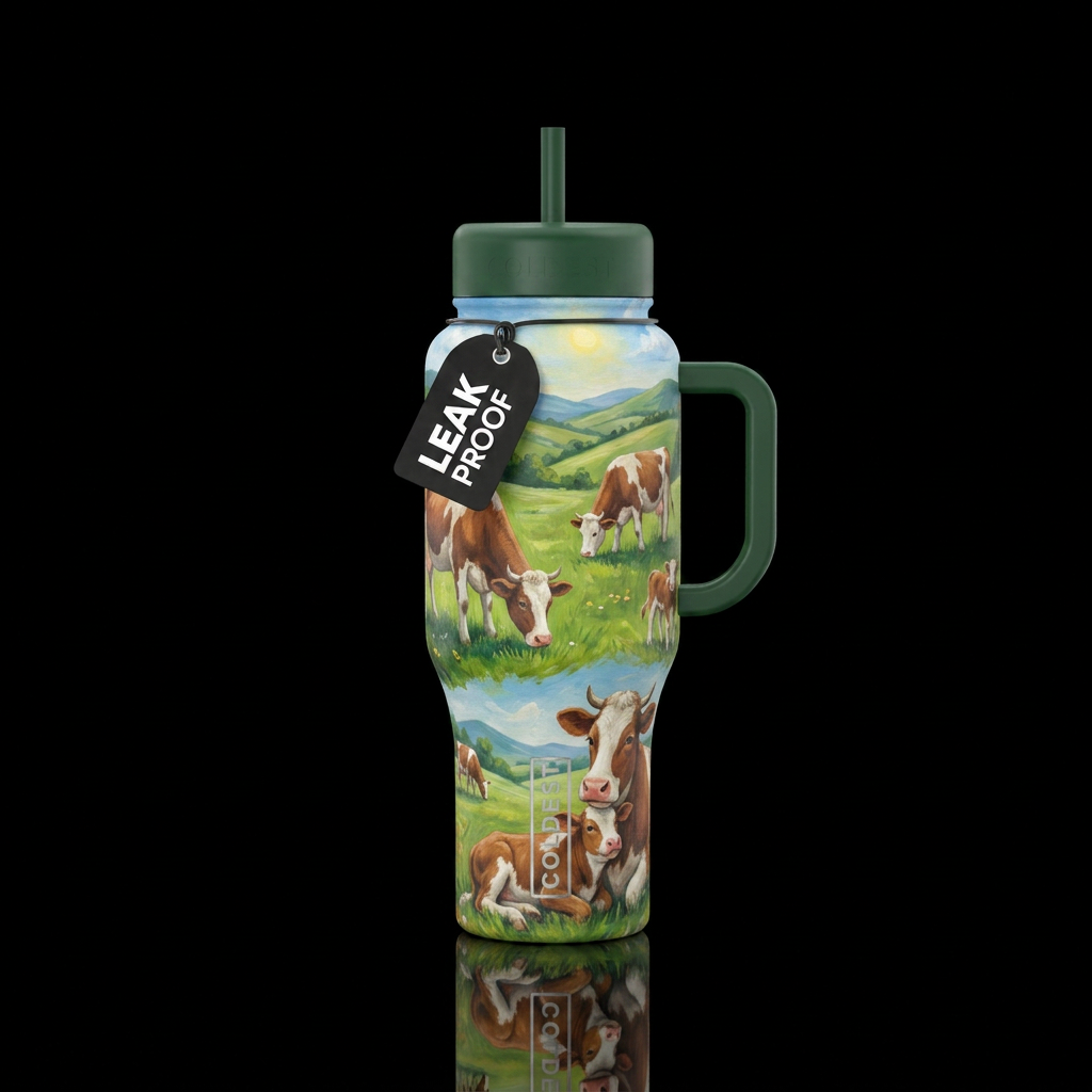 Baby cows water bottle design