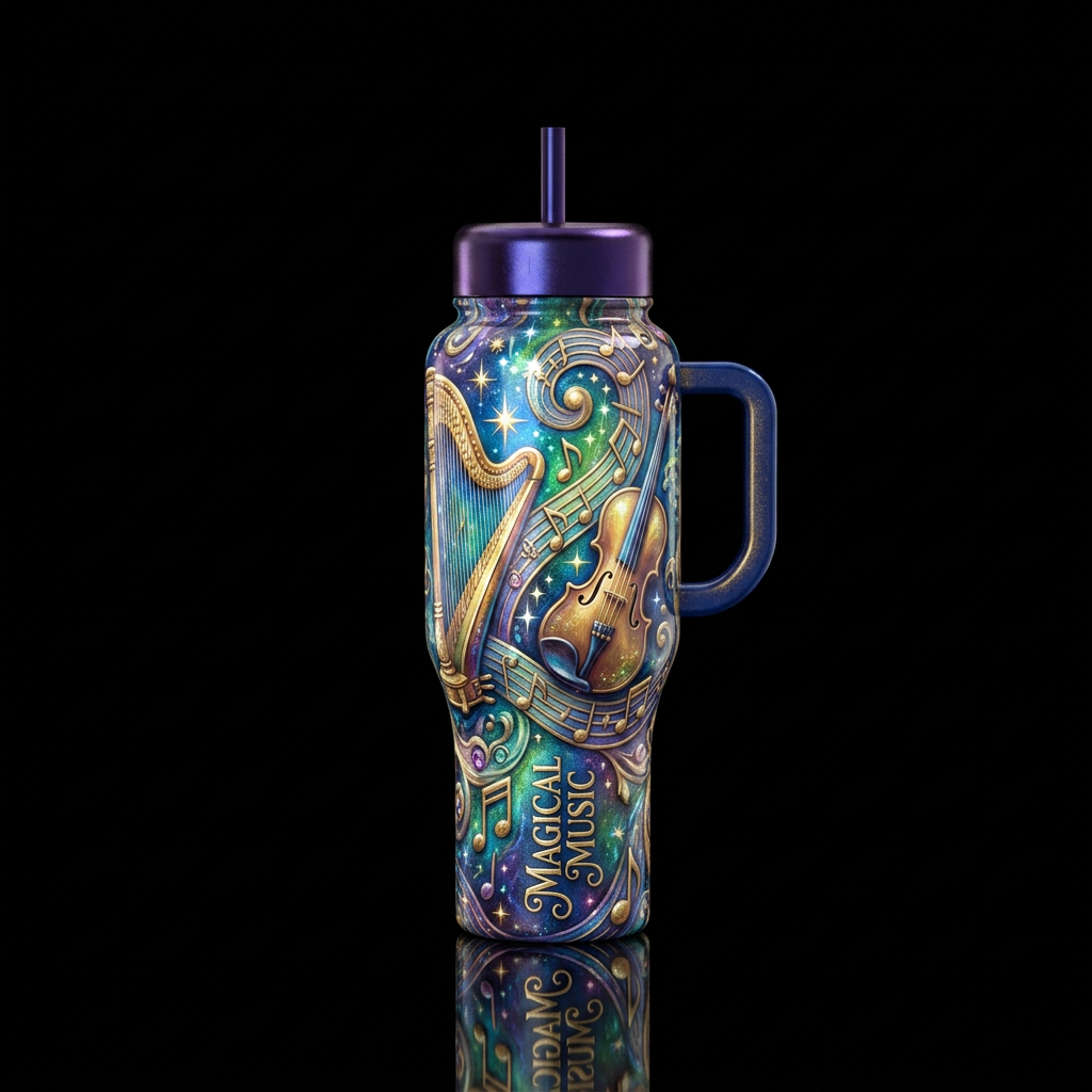 shiny, magical, sparkly, old, seamless, sculpted, ... water bottle design