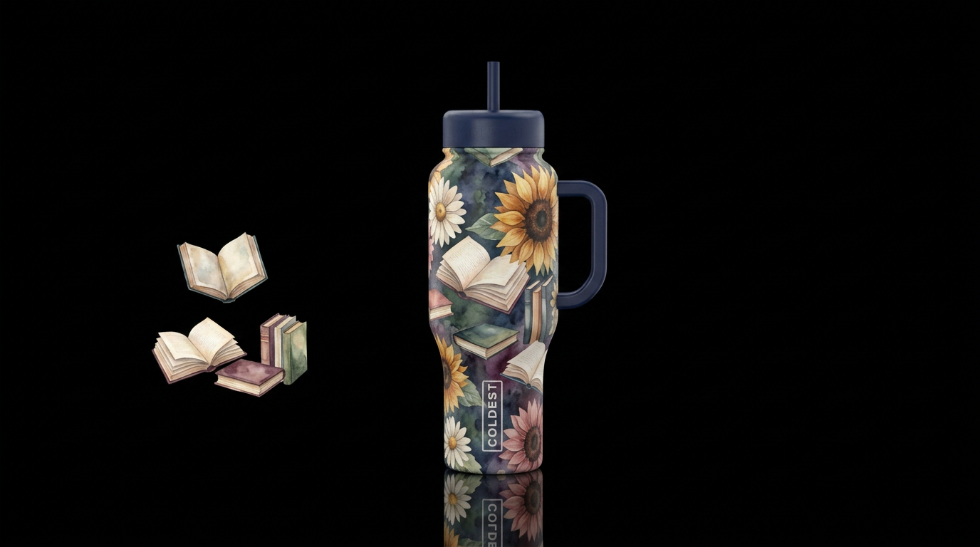 Water color painting style Extra large sunflowers ... water bottle design