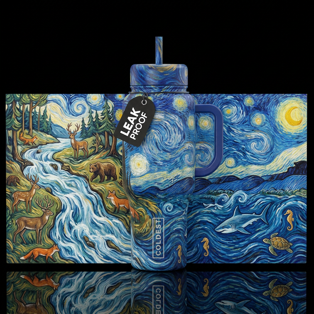 Sea and Land water bottle design