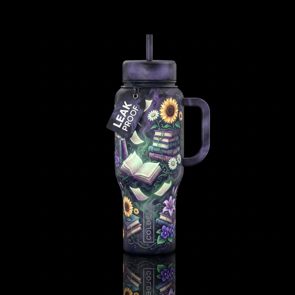 Dark moody romantic vibes and colors with some mys... water bottle design