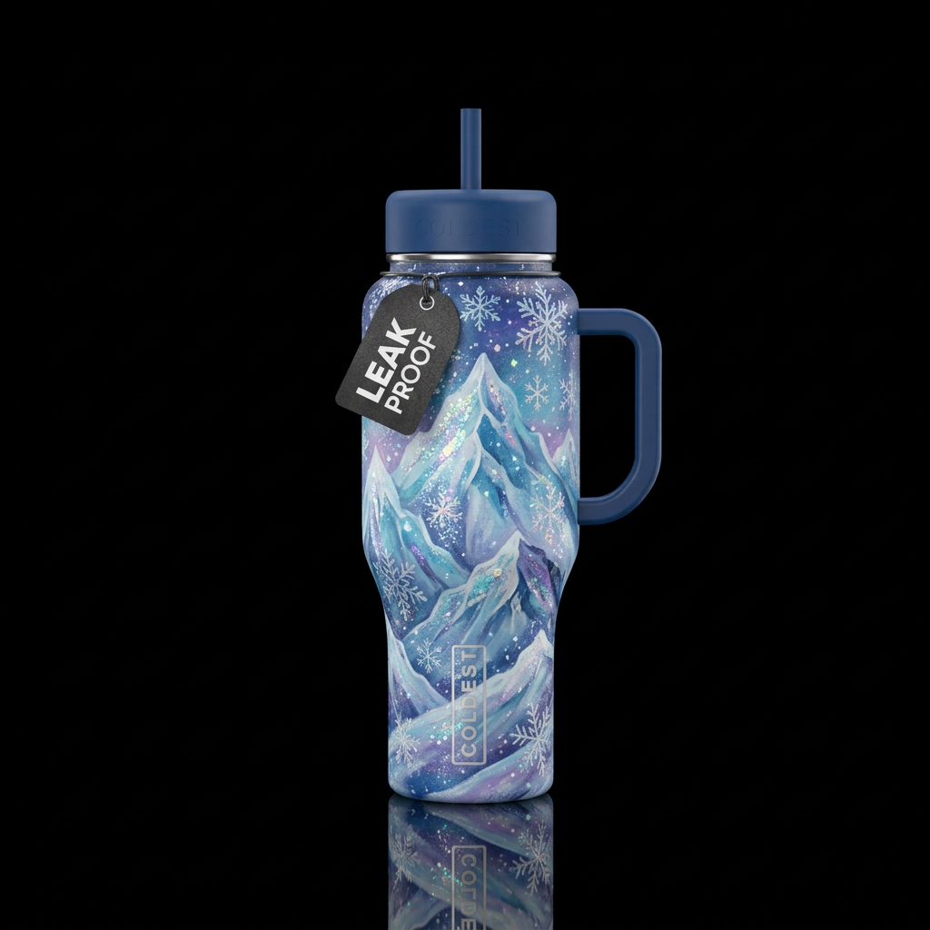 Winter Mountain water bottle design