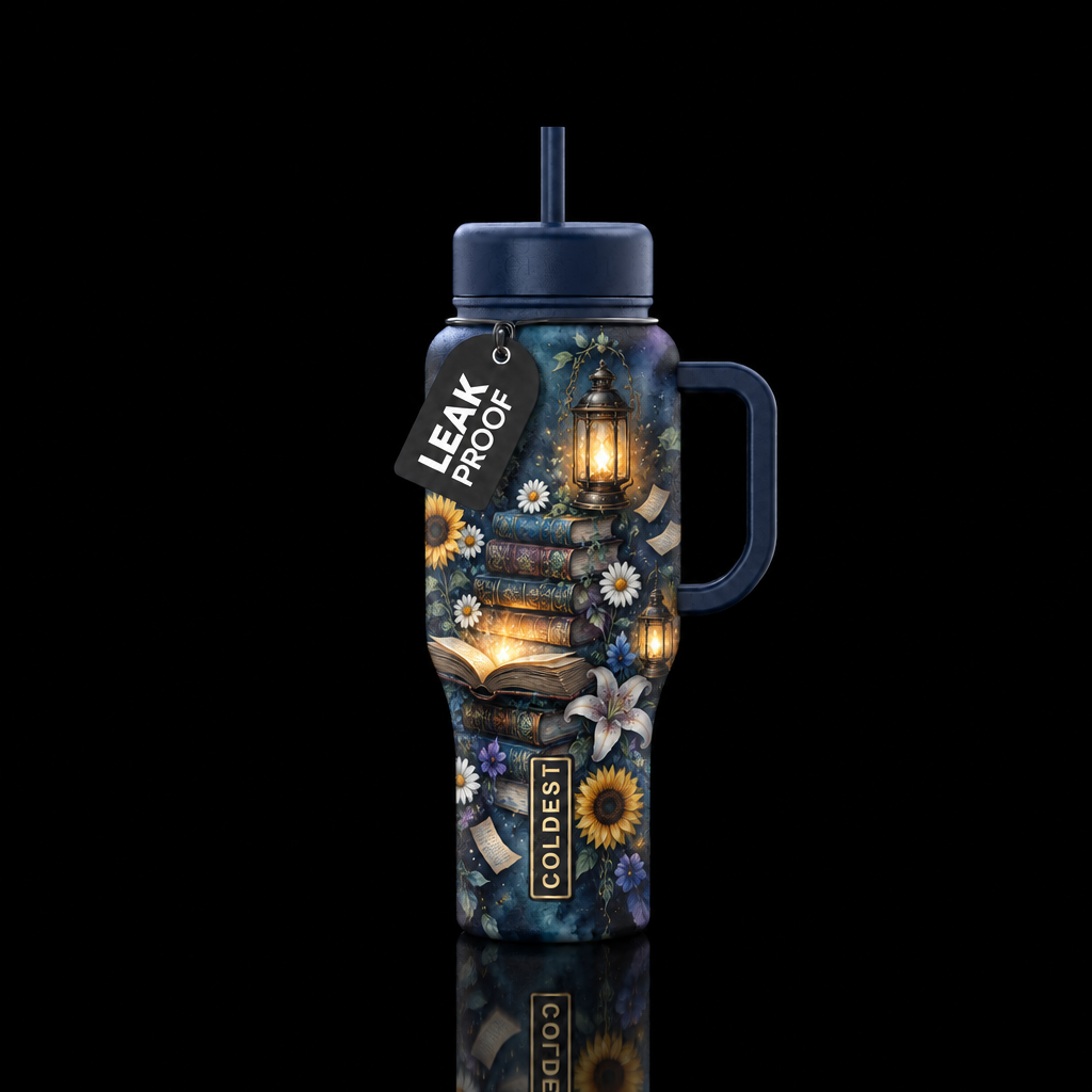 Midnight Reader water bottle design