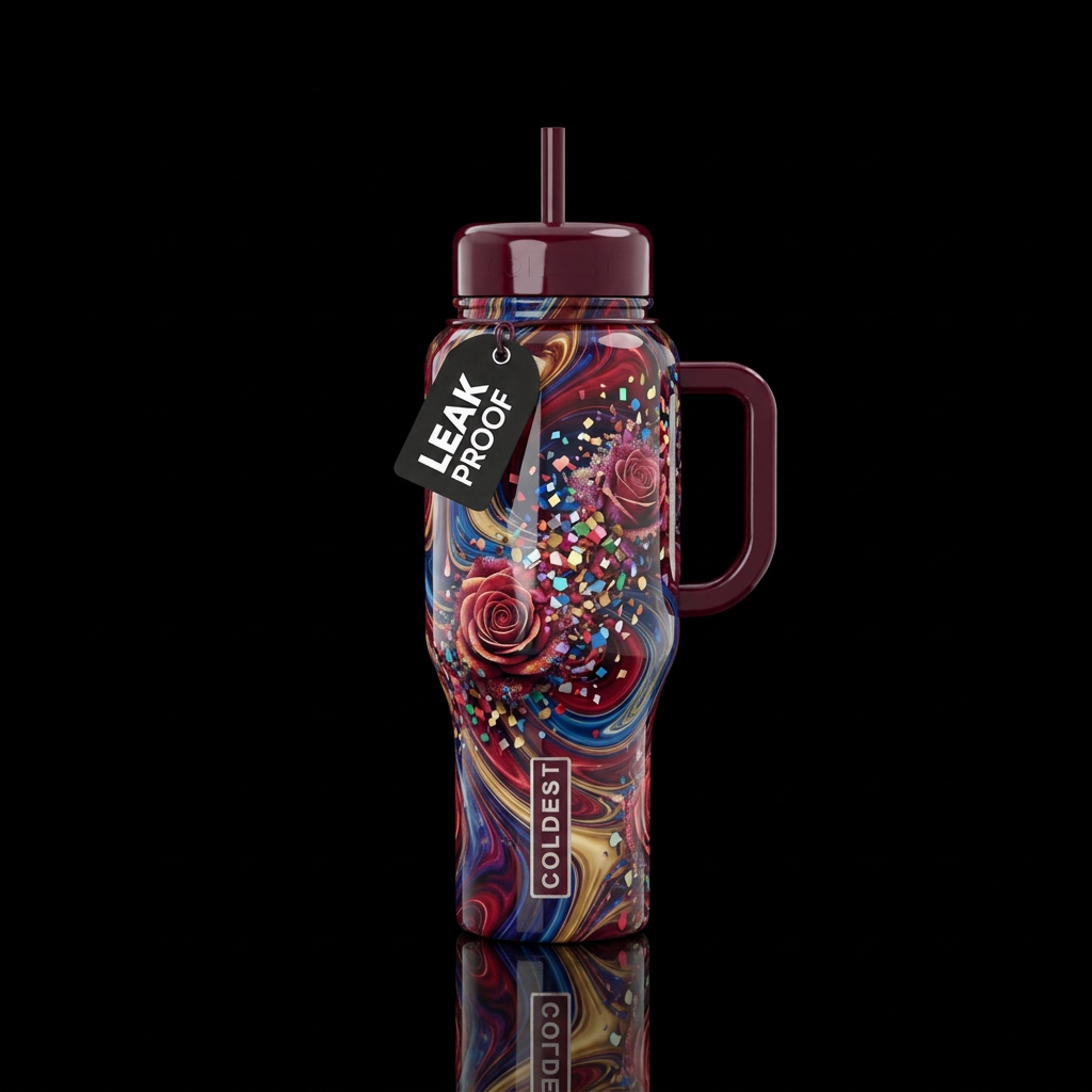 Roses that burst into confetti - oil and water swi... water bottle design