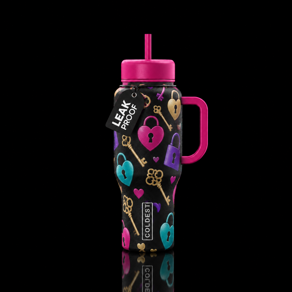 Lock and keys water bottle design