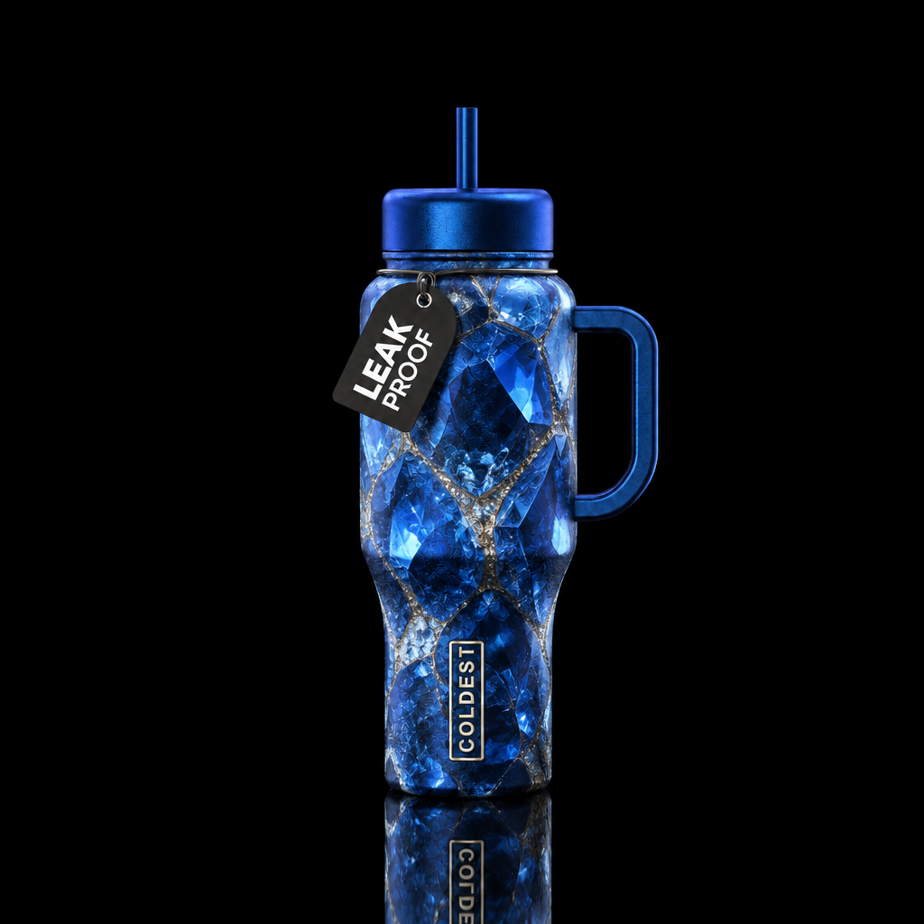Make the bottle look like blue crystals with a met... water bottle design
