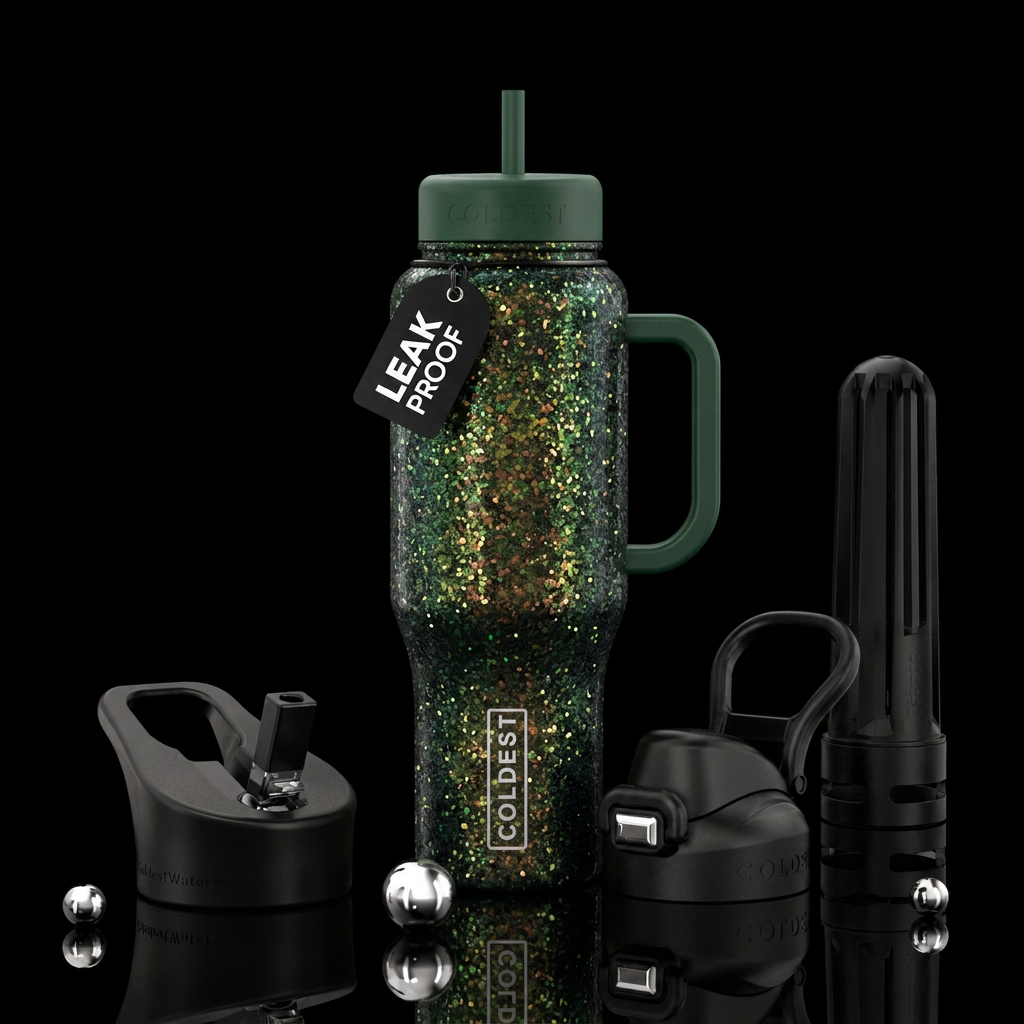 Bayou with glitter water bottle design
