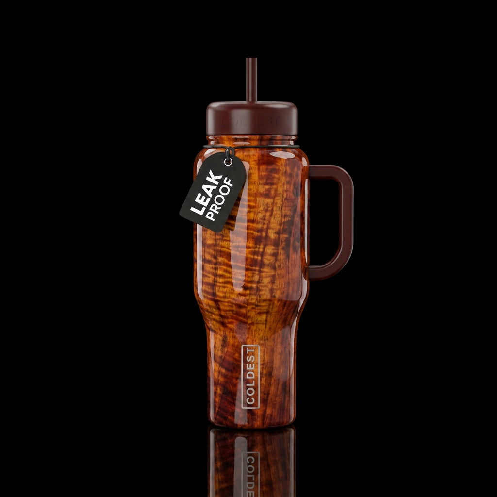 Flame maple wood in high gloss water bottle design