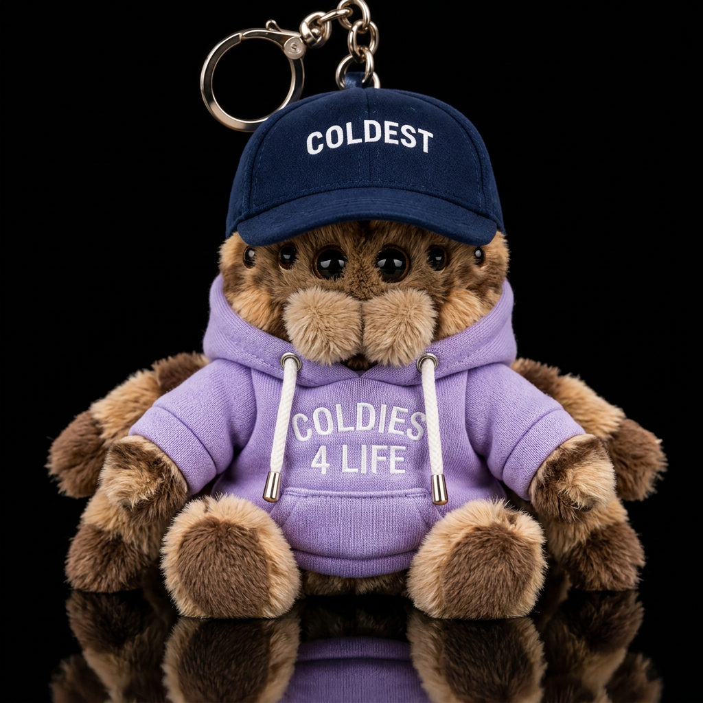 Adorable jumping spider with a light purple hoodie... water bottle design