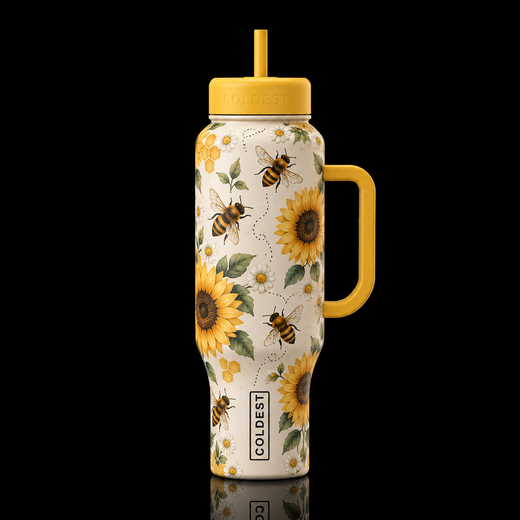 Honeybee love water bottle design