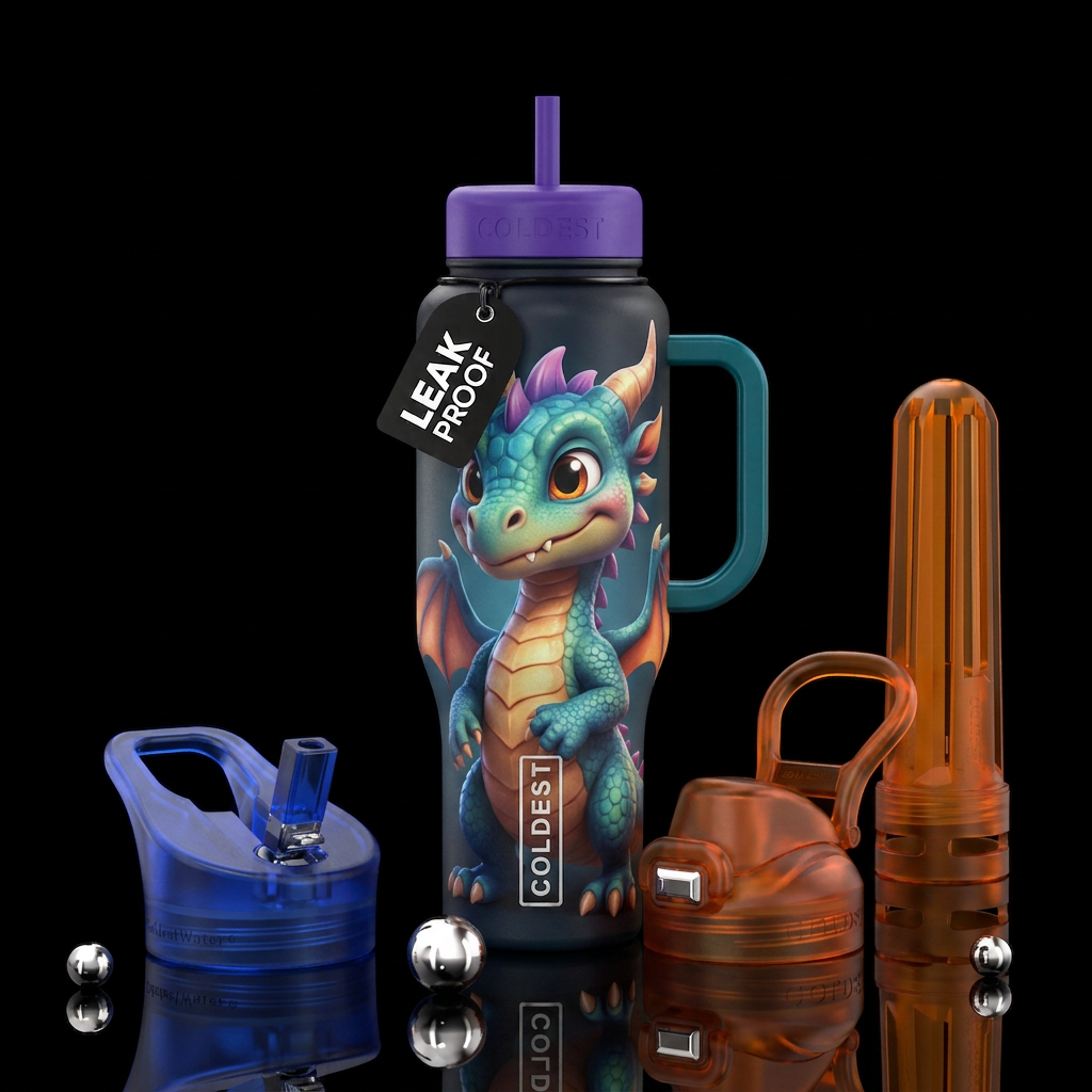 Toon dragon, cute water bottle design