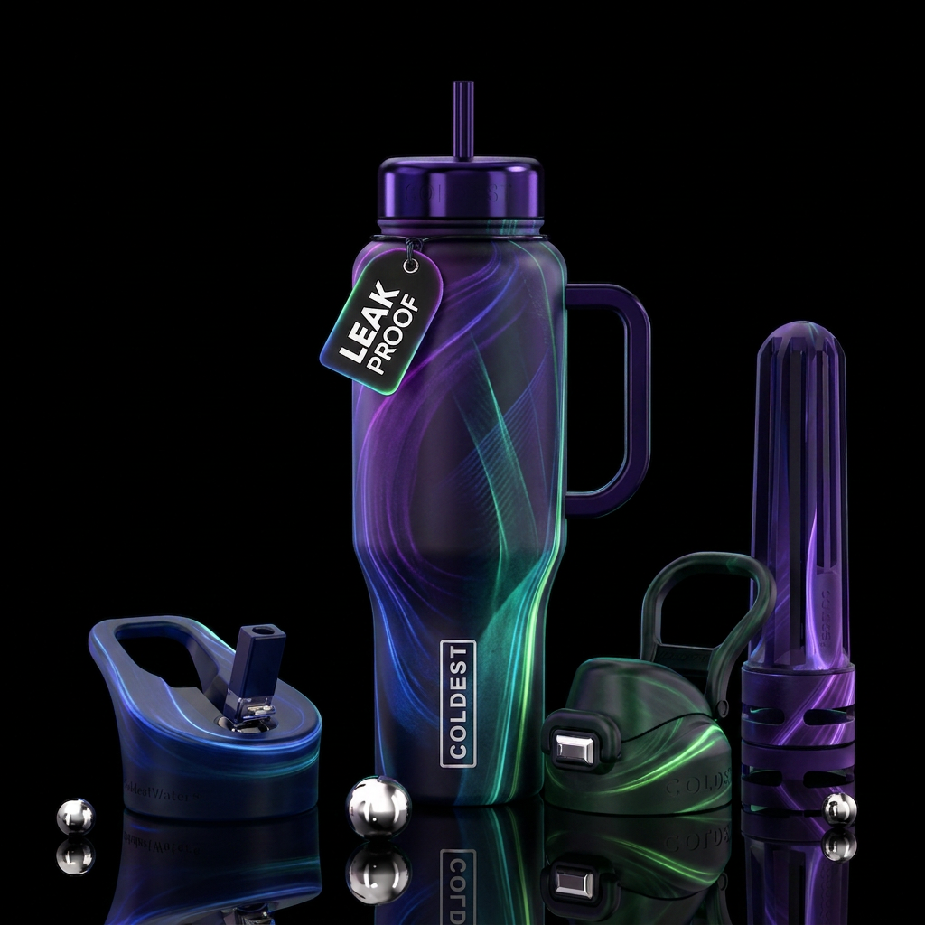 Happy days, glowie, shadow water bottle design