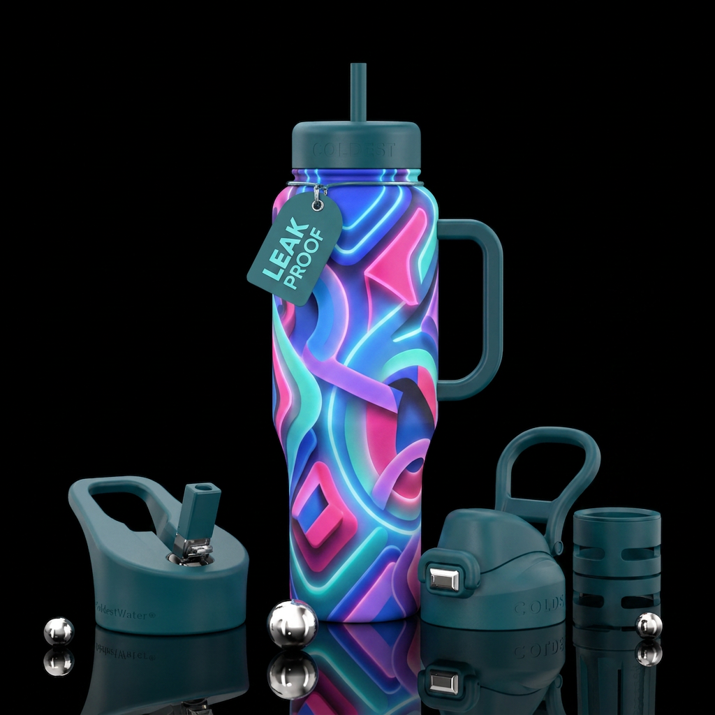 Happy days, glowie, shadow water bottle design
