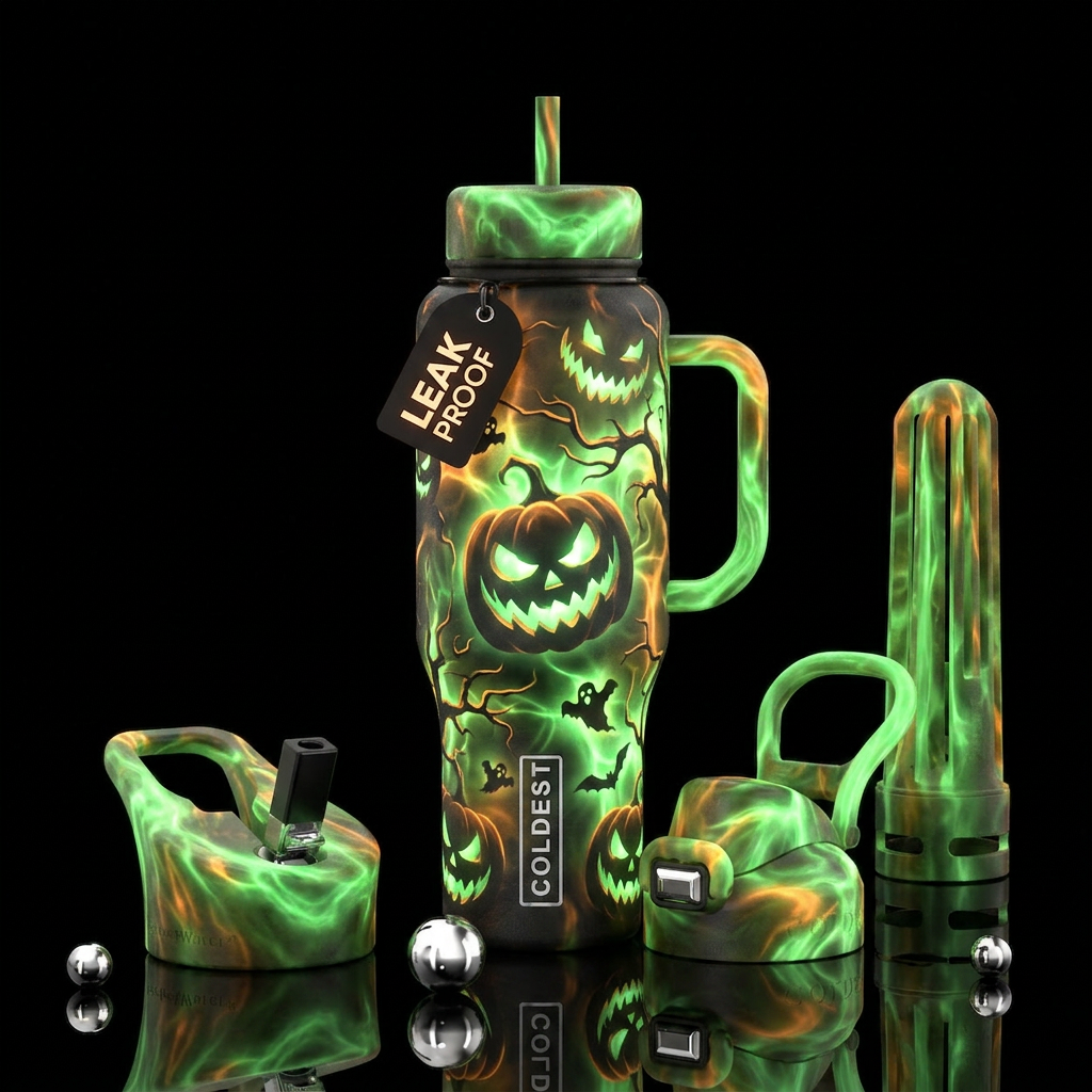 Halloween,  scary , glowie water bottle design