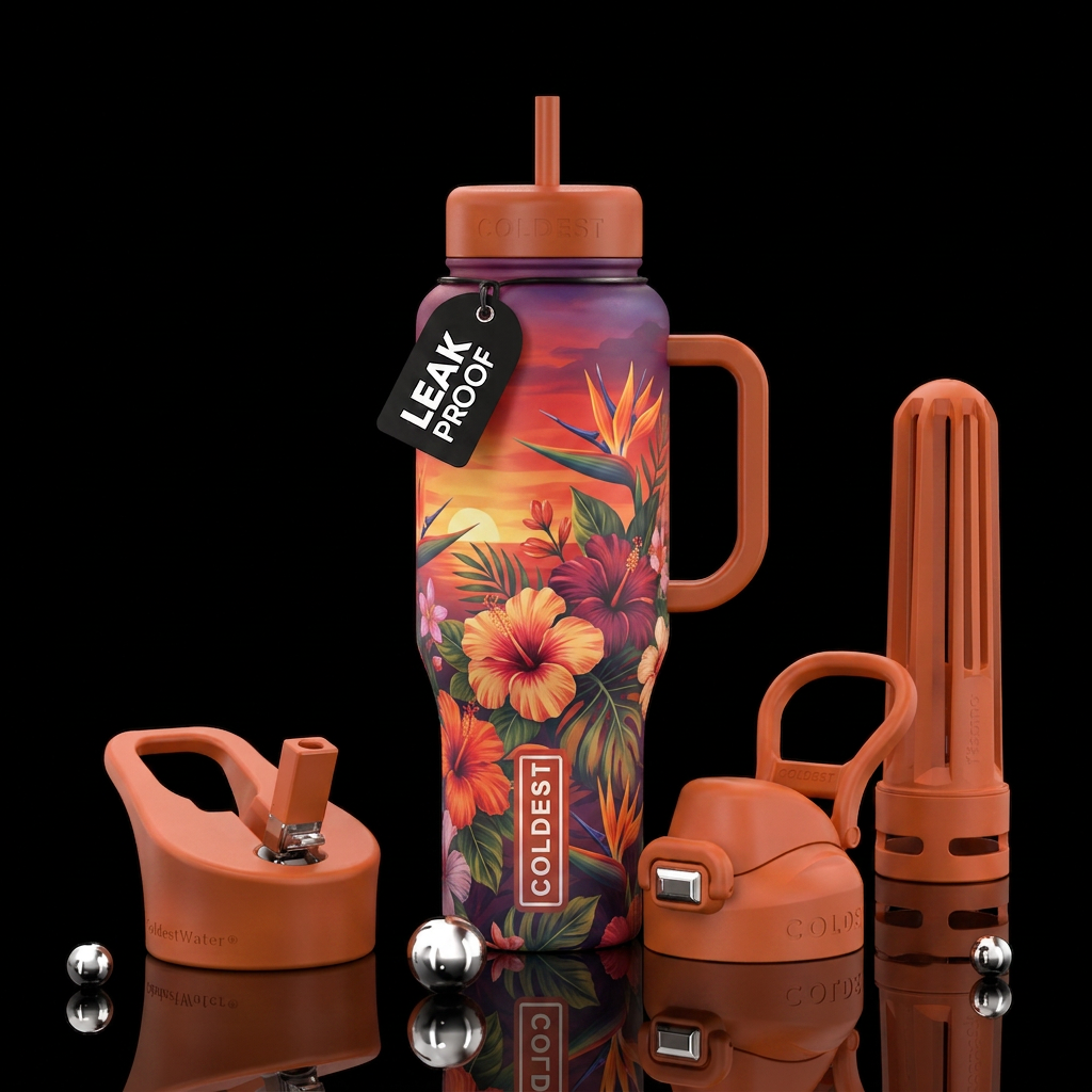 Floral, Sunset,  texture water bottle design