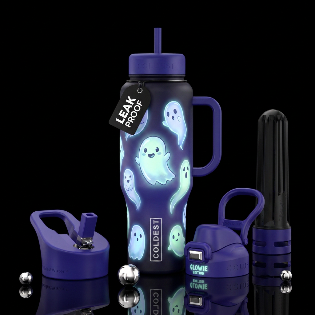 Glowie ghost, water bottle design