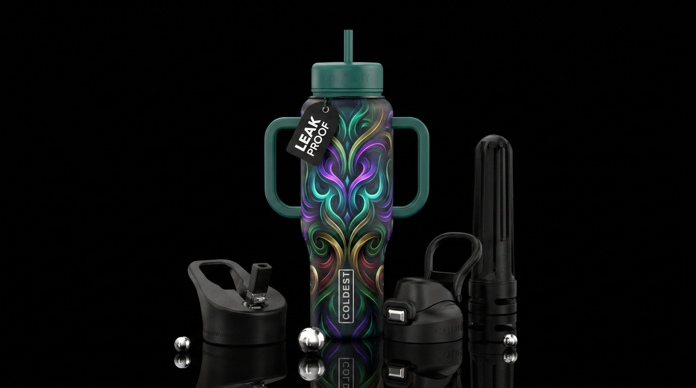 Happy days, glowie, shadow water bottle design
