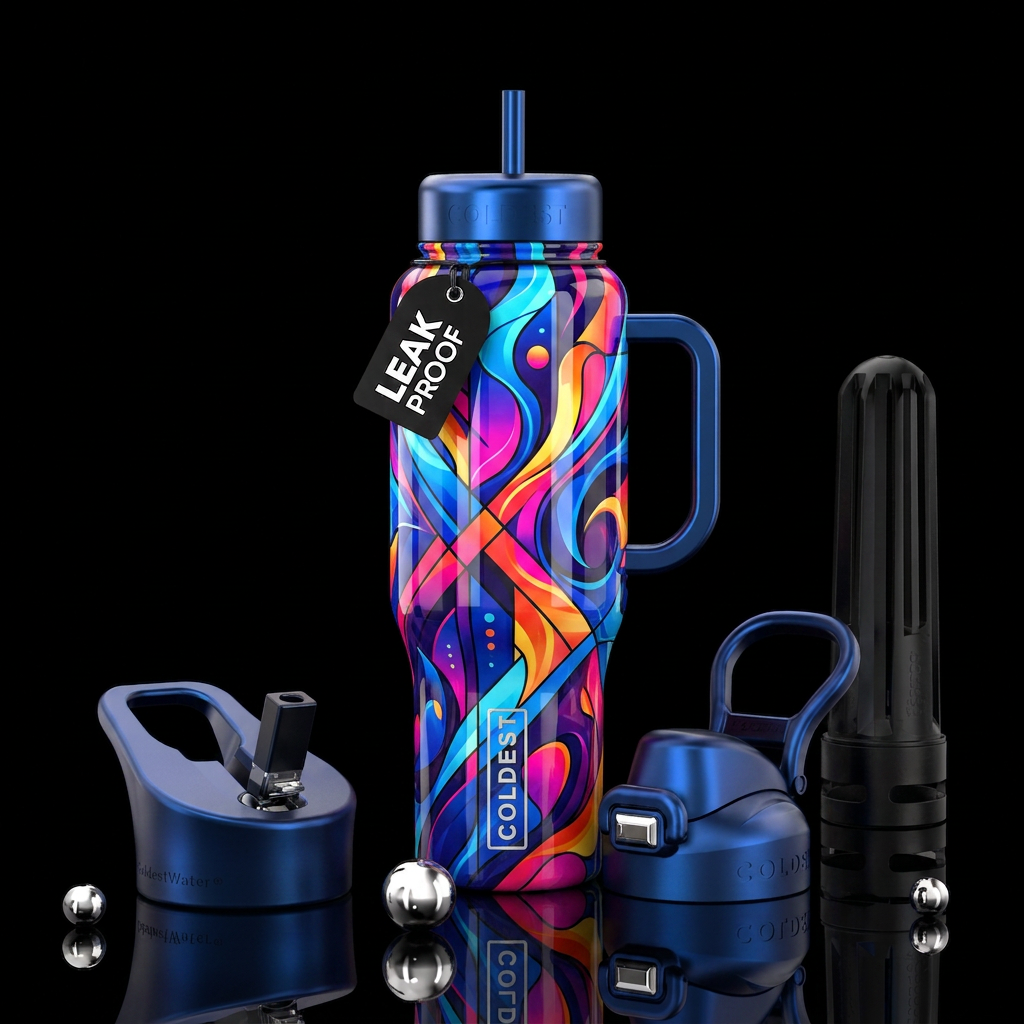 modern, luxurious, abstract,, stylistic water bottle design