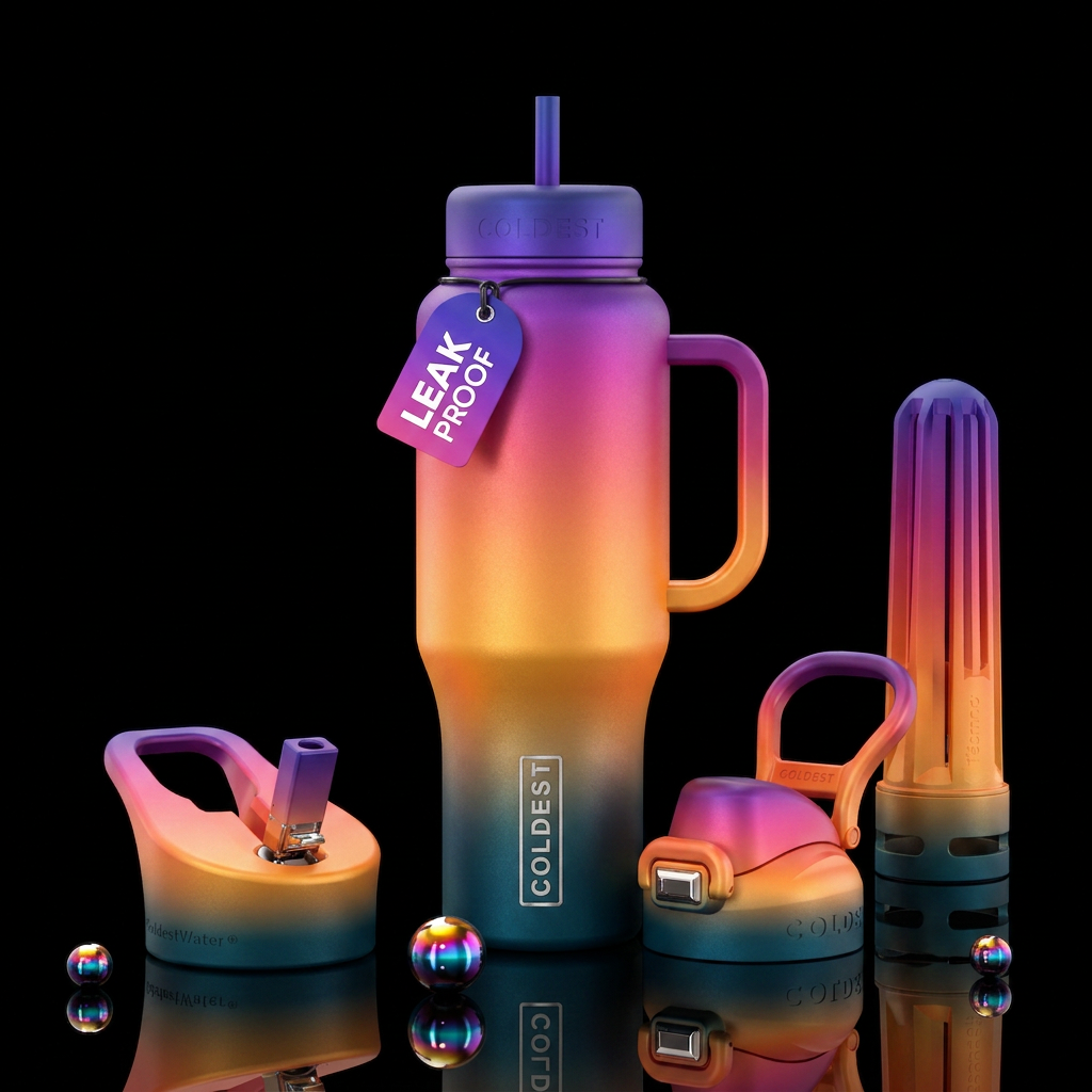 Happy days, glowie, shadow water bottle design
