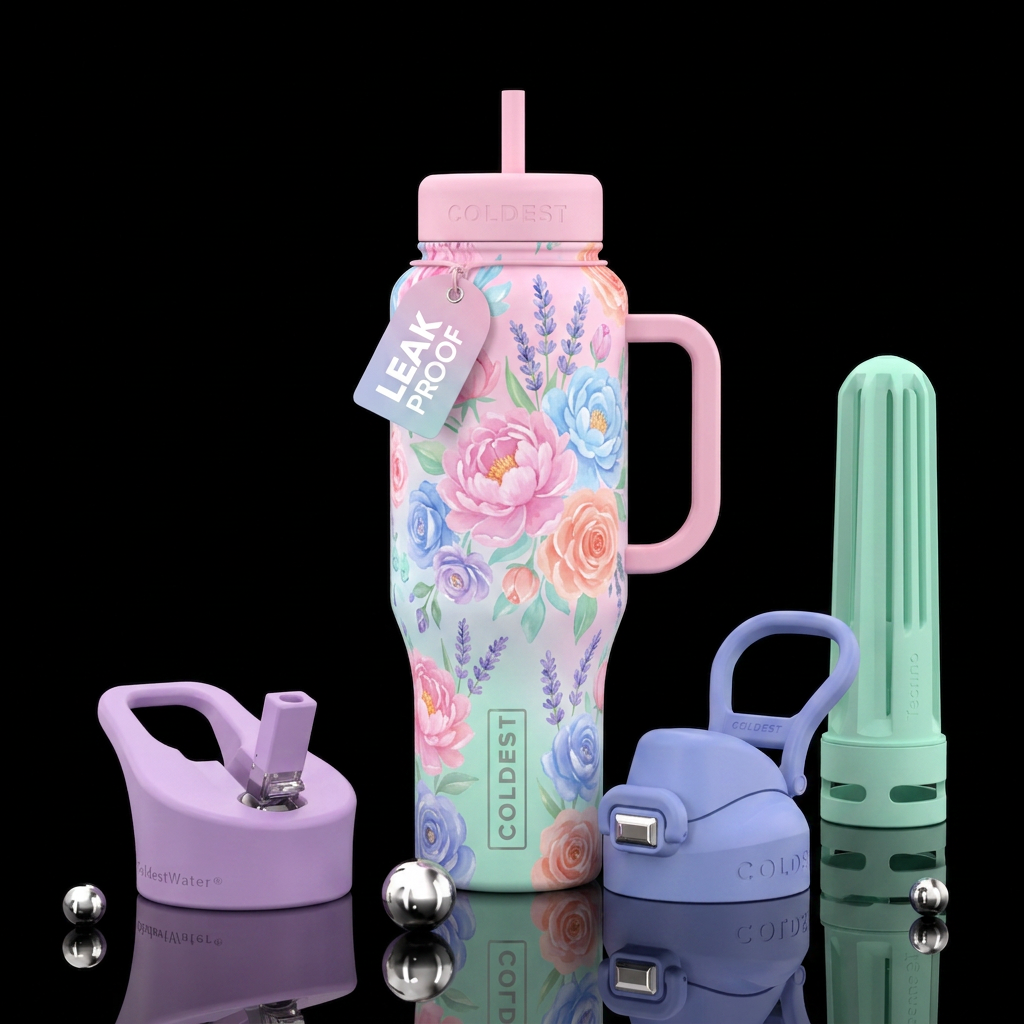 Cotton Candy floral water bottle design