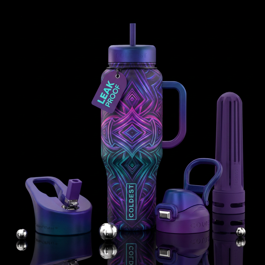gradient, provocative, hypnotic, geometric, darkwa... water bottle design